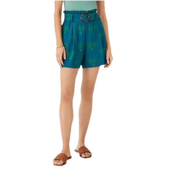 Ann Taylor The Pineapple Belted Paperbag Short Size Small High Waist - Picture 1 of 9